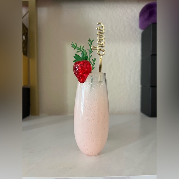 BBW Wallflower Plug In Pink Champagne Glass with Gold Cheers Stirrer - Picture 2 of 4